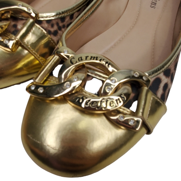 CARMEN STEFFENS Leopard Animal Print Rhinestone Ballet Flats EU 41 US 10 / 10.5 - Picture 8 of 13